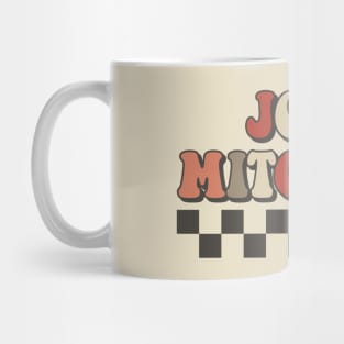 Joni Mitchell Checkered Retro Groovy Style Mug